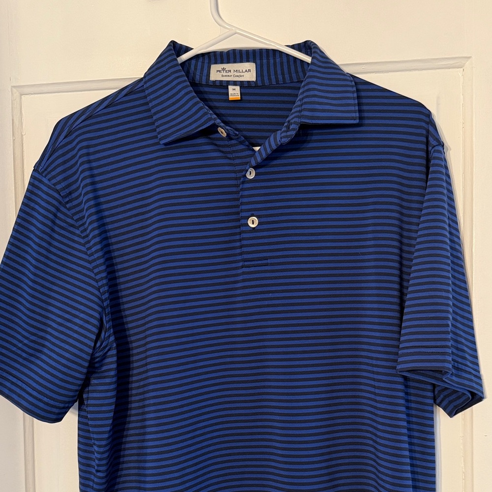 Peter Millar Navy and Black Striped Polo